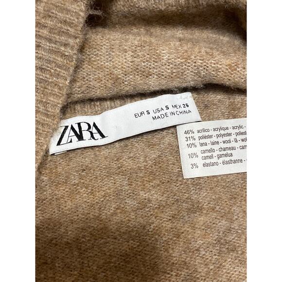 Zara Women's Brown Tan Wool Sleeveless Cami Camisole Bandeau Crop Tank Top Sz S - Picture 3 of 3